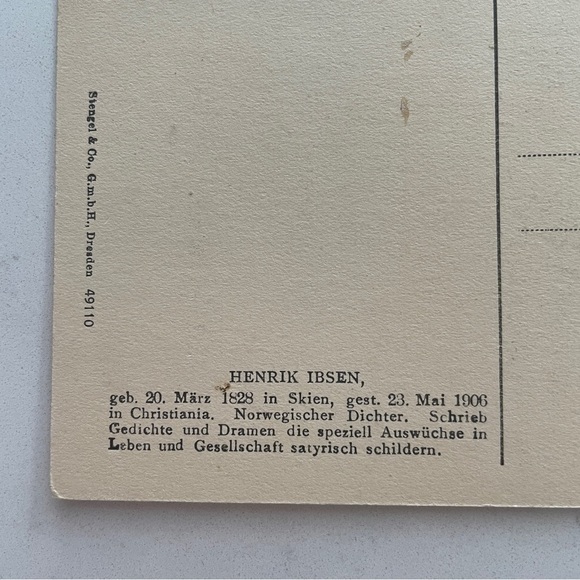 Vintage Henrik Ibsen Postcard - Picture 3 of 3